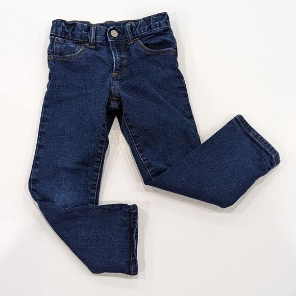 Gap Kids Denim jeans Adjustable Waist Dark medium wash Red Plaid Boys Size 5T - Picture 3 of 6